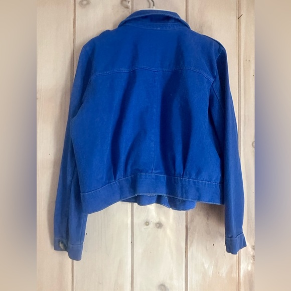 Free People Bright Royal Blue Denim Jacket Size XS Buttons and Pockets - Picture 4 of 5